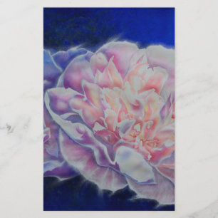Elegant pink white blue pastel watercolor floral stationery