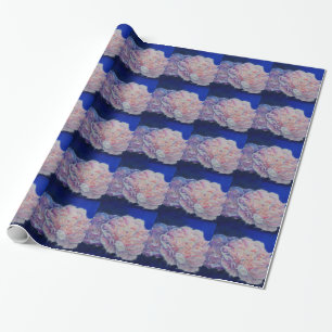 Elegant pink white blue pastel watercolor floral wrapping paper