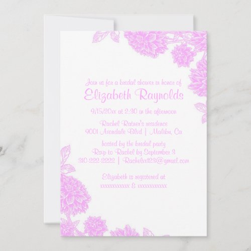 Elegant Pink &amp; White Bridal Shower Invitations