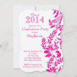 Elegant Pink White Class Of 2014 Graduation Party Invitation at Zazzle