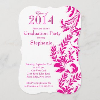 Elegant Pink White Class Of 2014 Graduation Party Invitation by alleventsinvitations at Zazzle