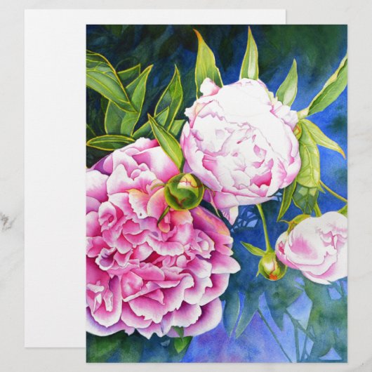 Elegant pink white classic watercolor floral (Front/Back)