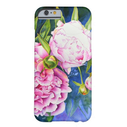 Elegant pink white classic watercolor floral barely there iPhone 6 case