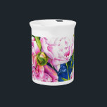 Elegant pink white classic watercolor floral drink pitcher<br><div class="desc">A romantic and elegant watercolor painting - pink and white peonies - by H Cooper.</div>