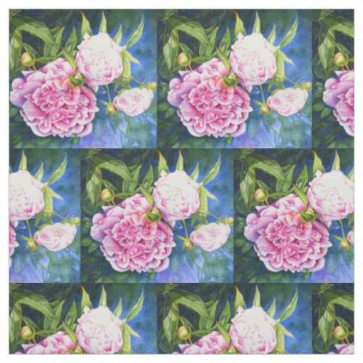 Elegant pink white classic watercolor floral fabric