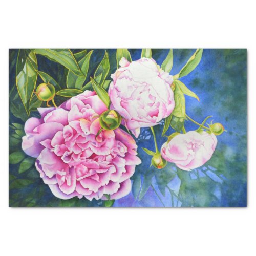 Elegant pink white classic watercolor floral tissue paper