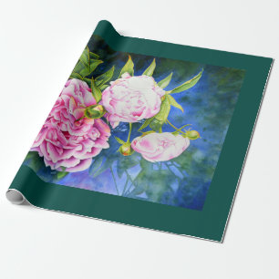 Elegant pink white classic watercolor floral wrapping paper