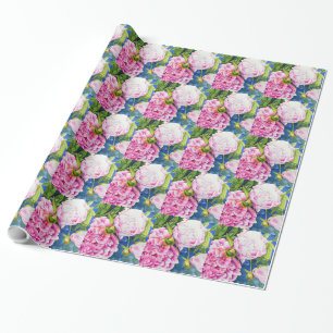 Elegant pink white classic watercolor floral wrapping paper