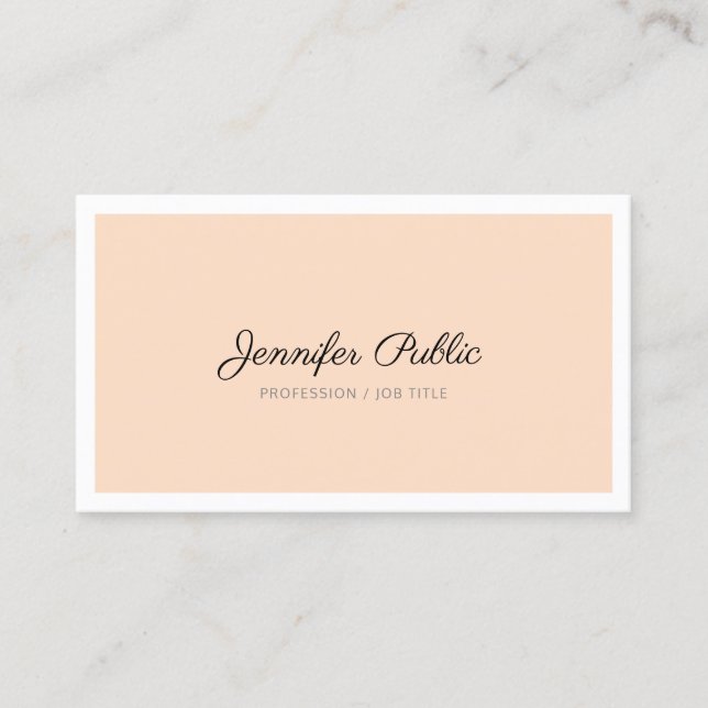 Elegant Pink White Clean Plain Modern Professional Business Card (Front)