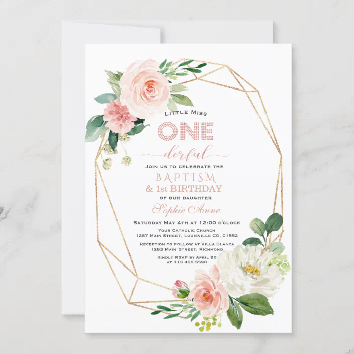 Rose Gold Foil Wedding Invitation Sample,Geometric Invitation Christening 