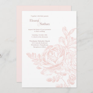 Elegant Pink White Floral Bouquet Wedding Invitation
