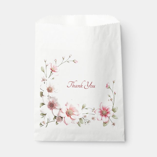 Elegant Pink White Floral Favor Bag (Front)
