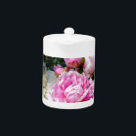 Elegant pink white floral flowers peonies teapot<br><div class="desc">Elegant pink white floral flowers peonies</div>