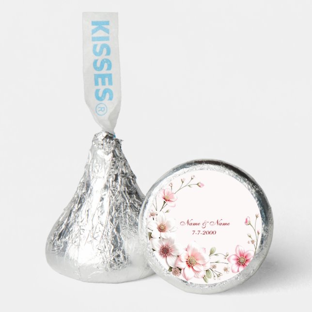 Elegant Pink White Floral Hershey®'s Kisses® (Front)