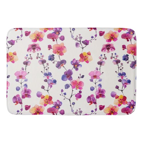 Elegant pink white floral pattern bath mat