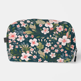Elegant Pink & White Floral Pattern Dopp Kit