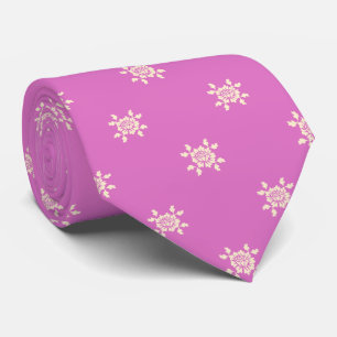 Elegant Pink &White Floral Pattern Groom Gift   Neck Tie