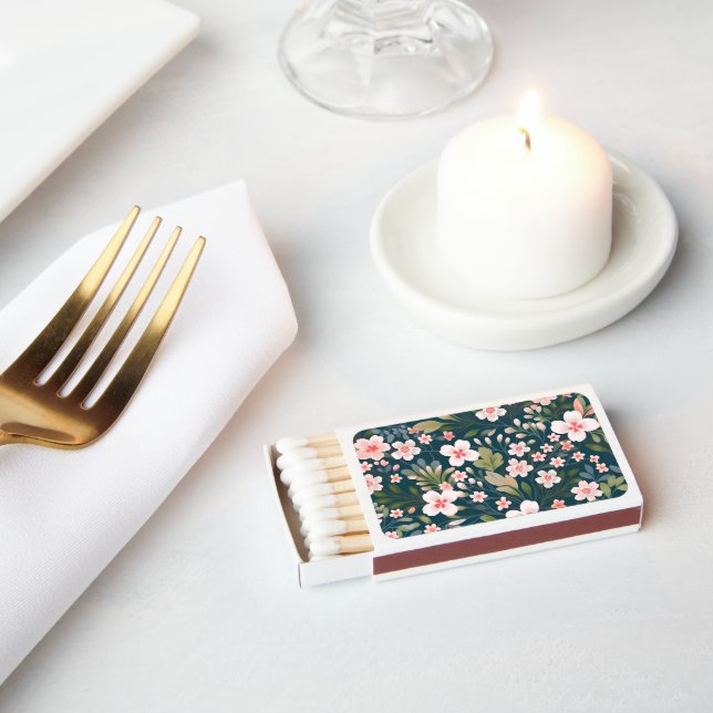 Elegant Pink & White Floral Pattern  Matchboxes (Insitu)