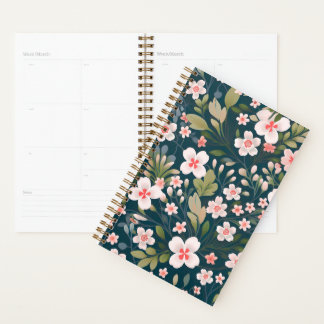 Elegant Pink & White Floral Pattern Planner