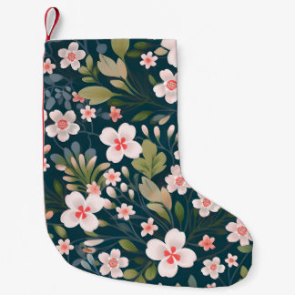 Elegant Pink & White Floral Pattern Small Christmas Stocking