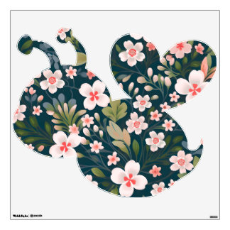 Elegant Pink & White Floral Pattern Wall Decal