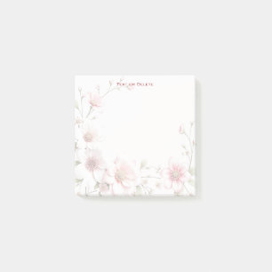 Elegant Pink White Floral Post it Notes