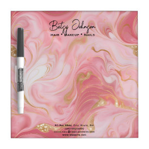 Elegant Pink White Gold Marbled Dry Erase Board