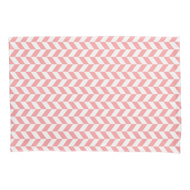 Elegant Pink & White Herringbone Modern Pattern Pillow Case (Front)