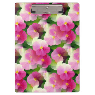 Elegant Pink & White Impatiens Flower Pattern Clipboard