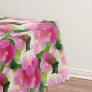 Elegant Pink & White Impatiens Flower Pattern Tablecloth
