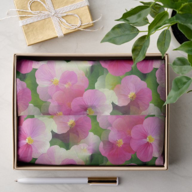 Elegant Pink & White Impatiens Flower Pattern Tissue Paper (Gift)