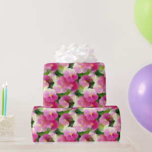 Elegant Pink & White Impatiens Flower Pattern Wrapping Paper