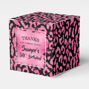 Elegant Pink White Leopard Spot Favor Boxes
