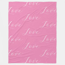 Elegant Pink White Love  Fleece Blanket