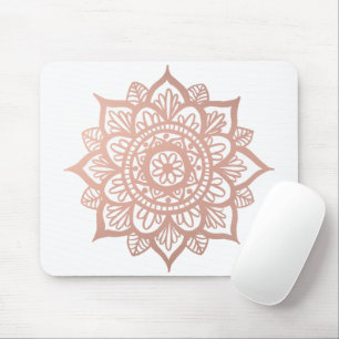 Elegant Pink White Mandala Flower Mouse Pad