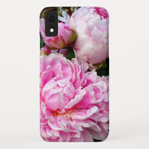 Elegant pink white peony floral garden photo iPhone XR case