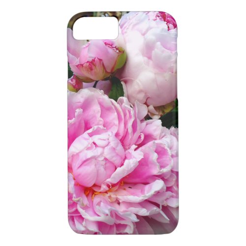 Elegant pink white peony floral garden photo iPhone 87 case