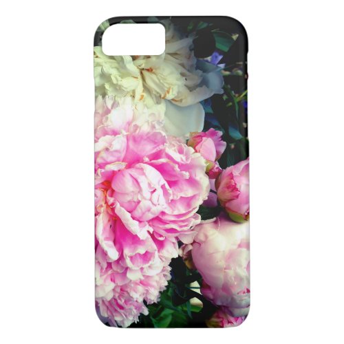 Elegant pink white peony floral garden photo iPhone 87 case