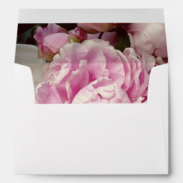 Elegant pink white peony floral garden photo envelope (Back (Bottom))