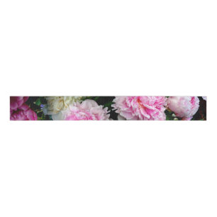 Elegant pink white peony floral garden photo grosgrain ribbon