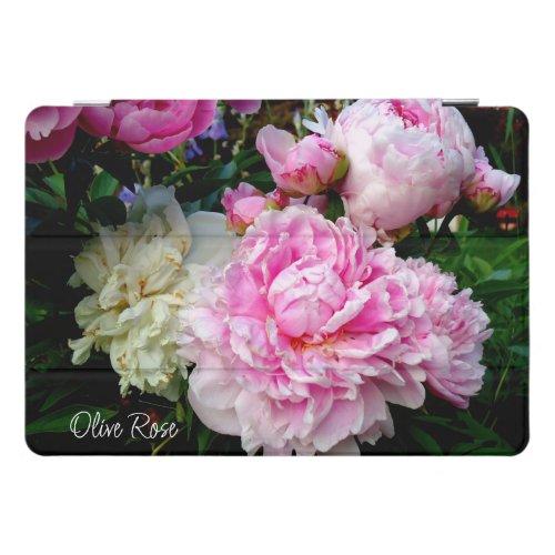 Elegant pink white peony floral garden photo iPad pro cover