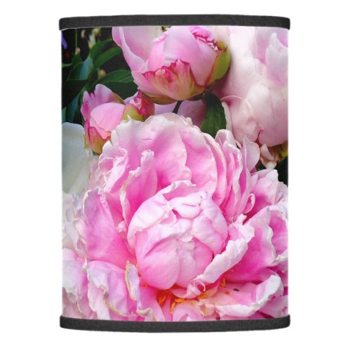 Elegant pink white peony floral garden photo lamp shade