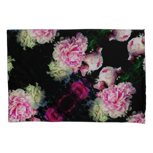 Elegant pink white peony floral garden photo pillow case