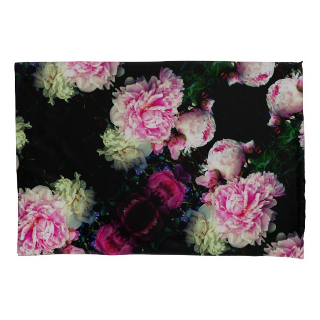 Elegant pink white peony floral garden photo pillow case (Front)