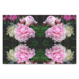 Elegant pink white peony floral garden photo tissue paper