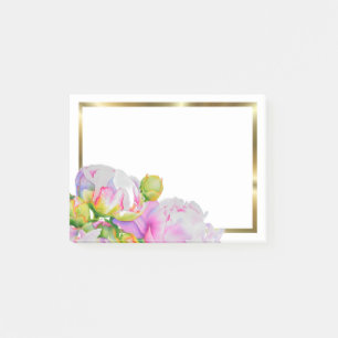 Elegant pink white peony floral watercolor post-it notes