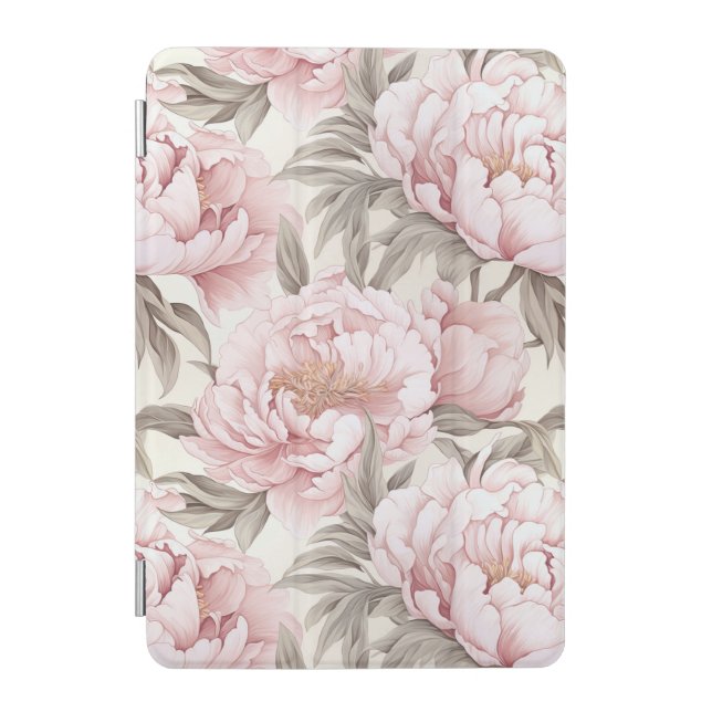 Elegant Pink White Peony Flowers iPad case (Front)