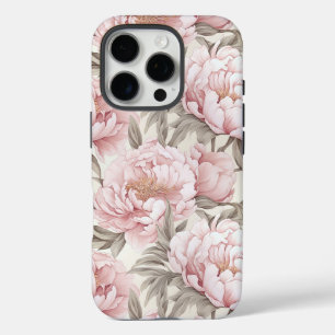 Elegant Pink White Peony Flowers iPhone case
