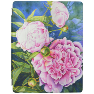 Elegant pink white watercolor classic floral iPad smart cover