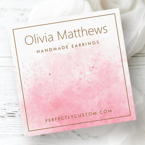 Elegant pink white watercolor earring card